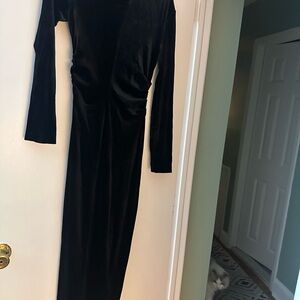 Zara Black Ruched Wrap Long Sleeve Dress